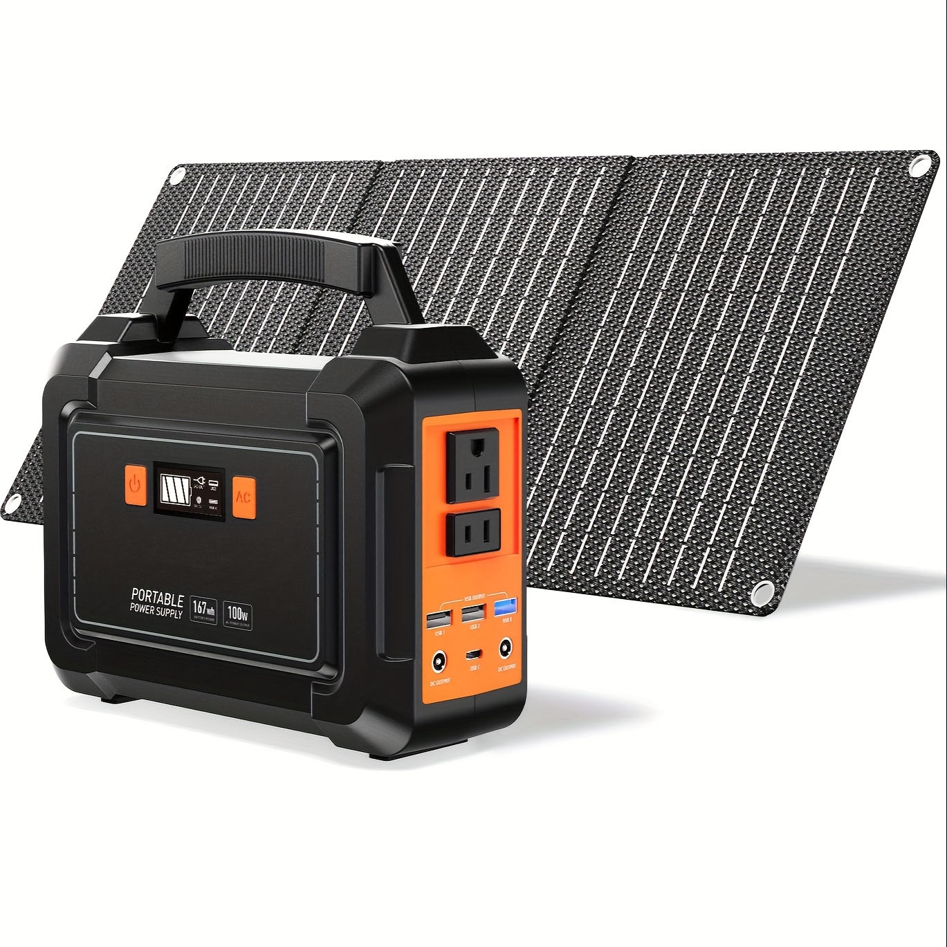 portable power station 200w 300w   camping solar generator 155wh 167wh 296wh power bank with 30 60w solar panel with ac outlet 110v with multi output led flashlights for cpap   hurricane emergency Product details 9