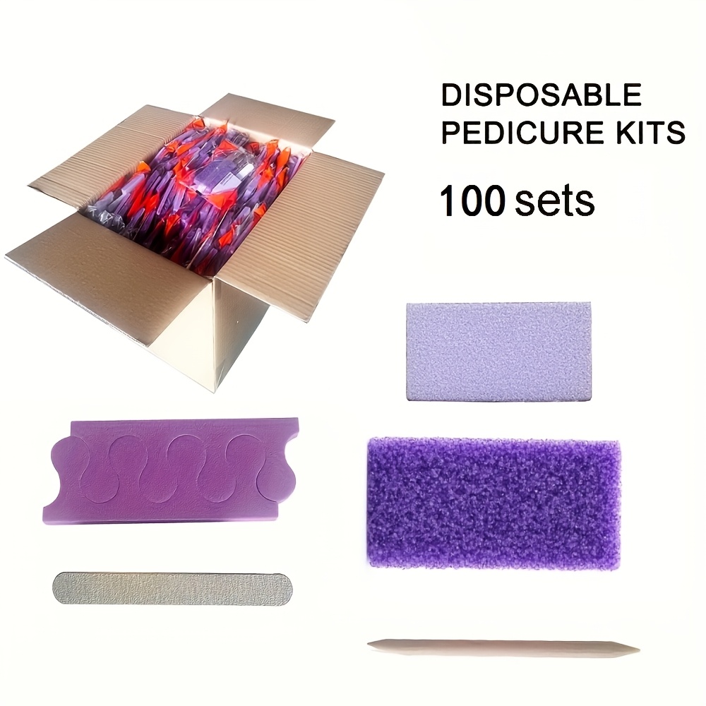 Disposable Nail Salon Care Tools, Nail File + Emery + Wooden Stick + Sand Block 80/100