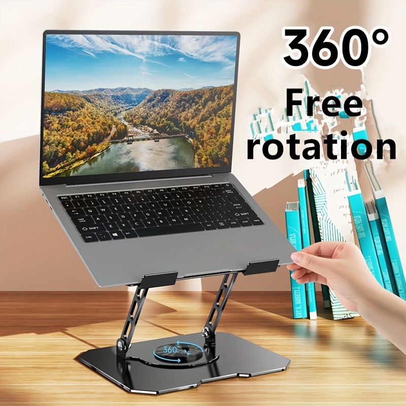 

360° Rotatable Laptop Stand, Ergonomic Folding Adjustable Laptop Riser, Carbon Steel Material, Compatible With Pro/air And Laptops Up To 17 Inches - Stable Triangular Design