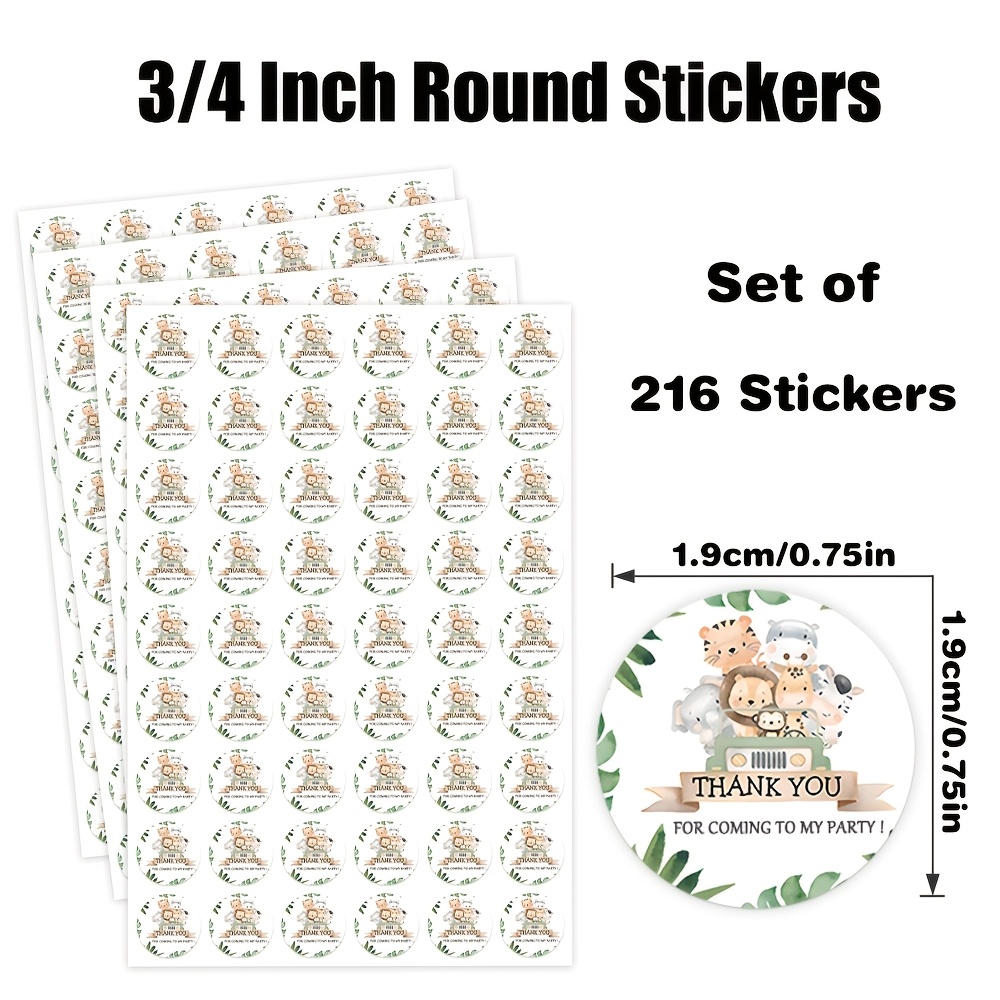 TEMU 216 autocollants ronds sur le thème "", style aquarelle avec animaux de et véhicule, conviennent pour de fête, de cadeaux, les décorations de