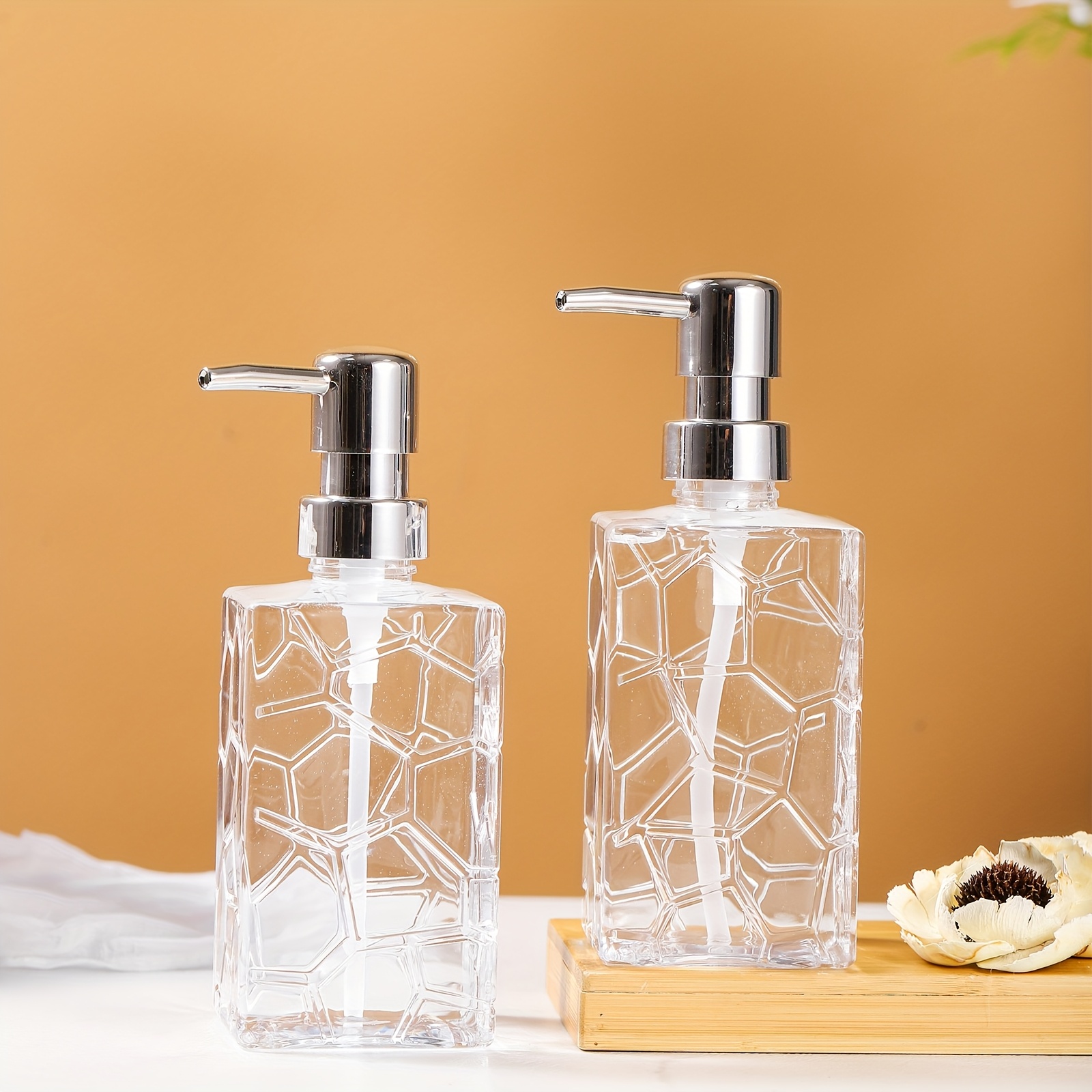 1pc 400ml reusable refillable soap dispenser bottle with     plastic pump dispenser for bathroom kitchen high quality hand soap or lotion container soap dispenser bathroom details 1