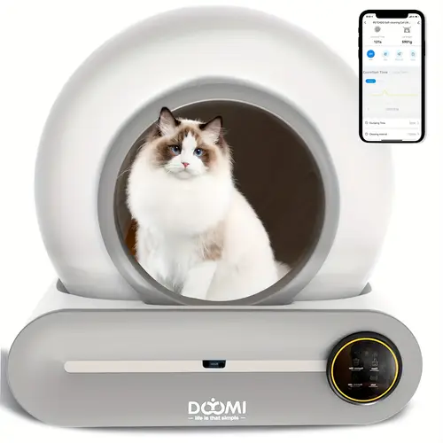 automatic self cleaning litter box with large capacity 65l 9l app control for multiple cats without battery