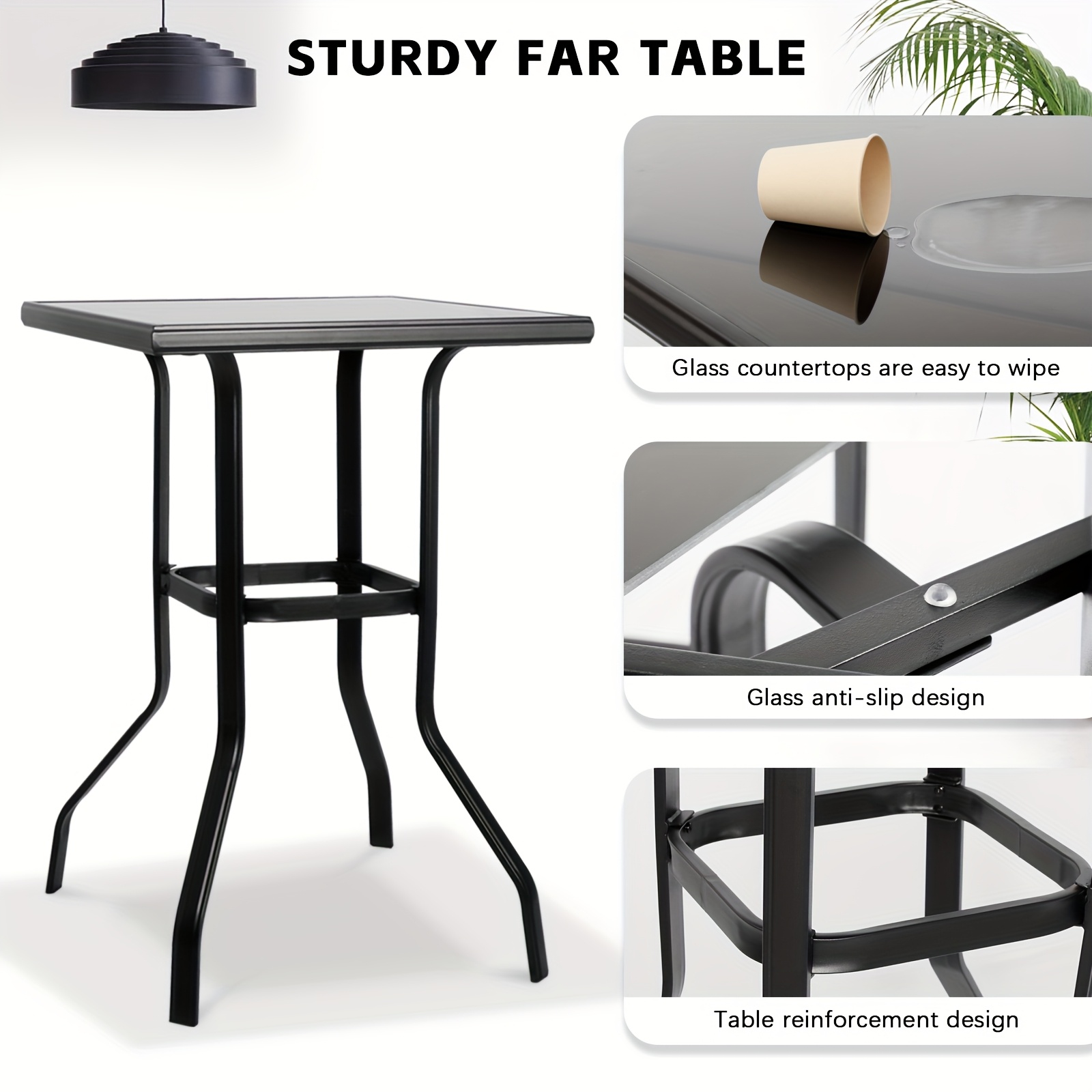 2/3/5pcs Patio Bar Set, 360° Swivel Bar Stools, Outdoor Bistro Furniture with High-Density Textilene Fabric & Heavy Duty Metal Frame, High Top Table And Chair Set for Balcony, Poolside, Garden & Backyard