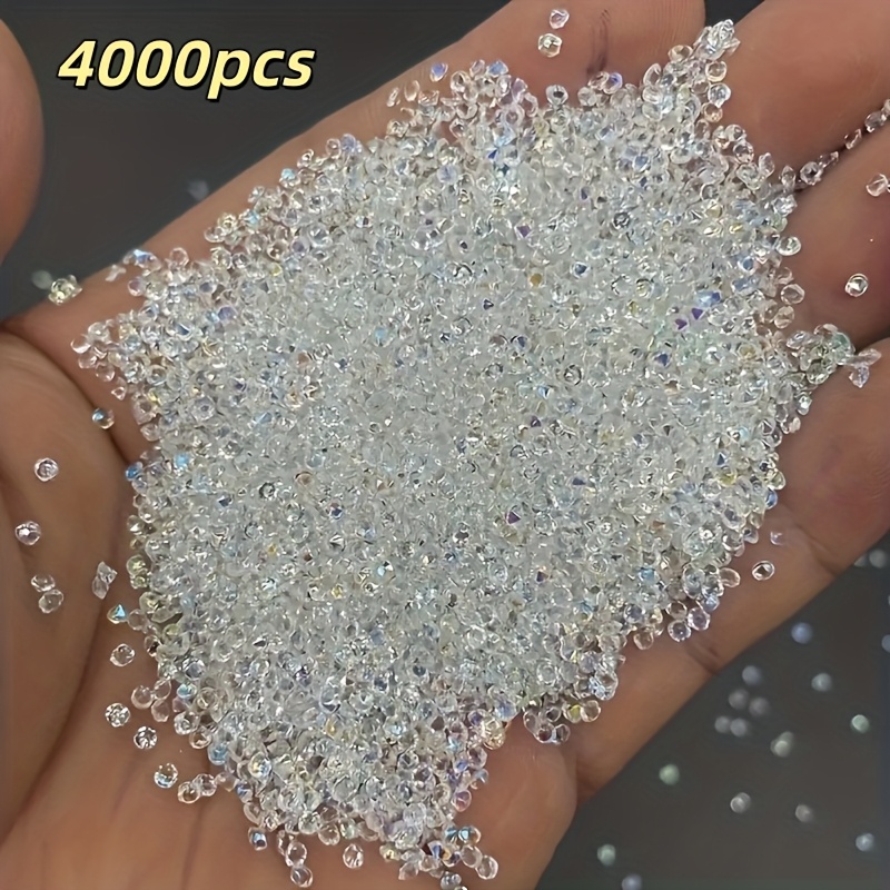 E-shop 4000 Stück Glitzernde Mini-Strassperlen für Nageldesign – Transparent AB, Nagelkunst-Dekoration Zubehör