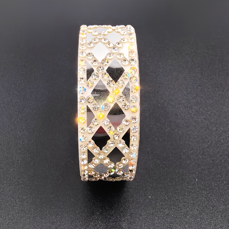 TEMU Rhinestone Lattice Self-adhesive Decor Strip 1.55cm X 92cm Full Bling Rhinestone Sticker For Dress Outfit Decor Bling Accent Sticker
