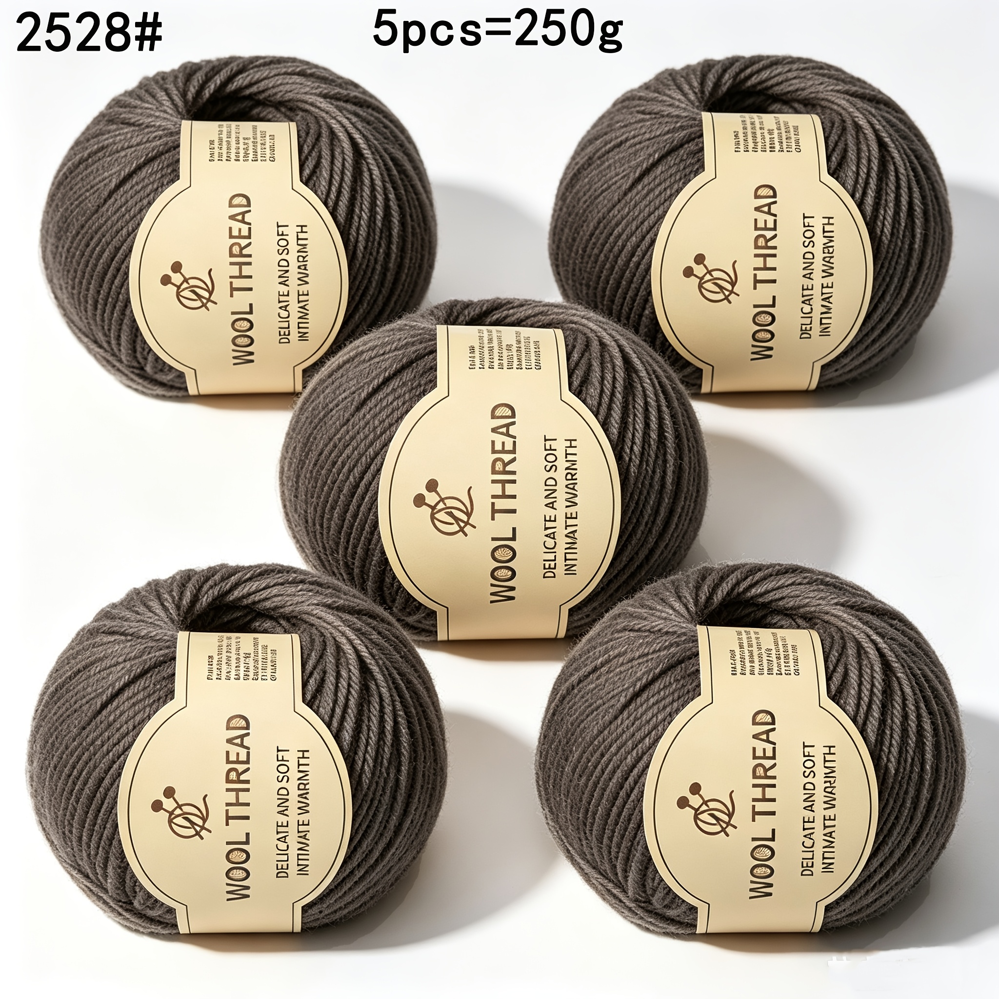 TEMU 5pcs Pack Of 290 Alpaca Wool Yarn Skeins, 50g Per Roll Totaling 250g, Medium-thick Knitting Crochet Yarn For Beginners, Casual Bar Knitting
