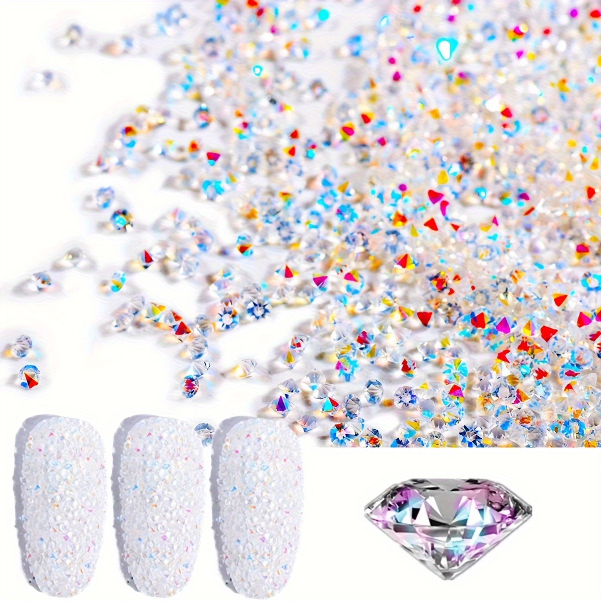

5000 Pieces 1.2mm Micro Sparkly Rhinestones Mini Iridescent Ab Clear Ultra Tiny Rhinestones Nail Art Gems For Nail Art Beauty Makeup Diy