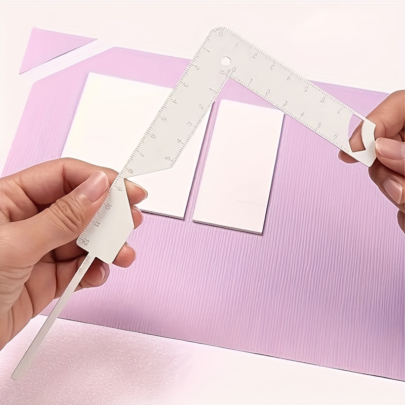 

1pc Precision Cutting & Positioning Ruler For Diy Book And Album Covers - Iron, Battery-free, White With Measurement