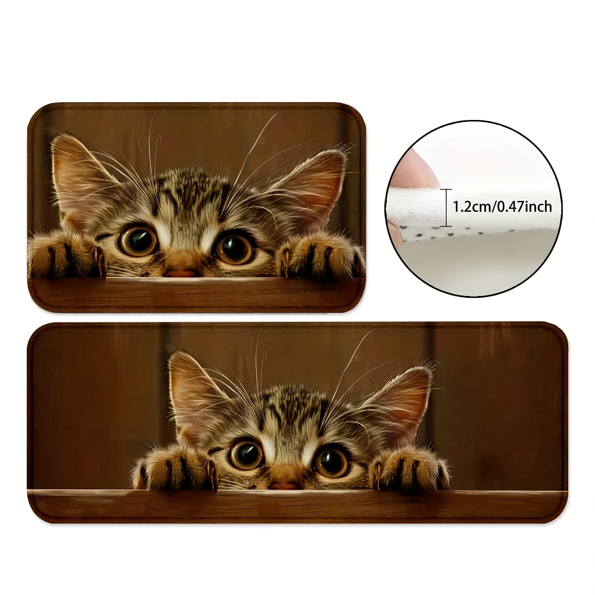 

Kitty Peek Kitchen Mats: Non-slip, Water Absorbent, And Machine Washable - Perfect For Playrooms, Classrooms, Bathrooms, Dining Tables, And Kitchens