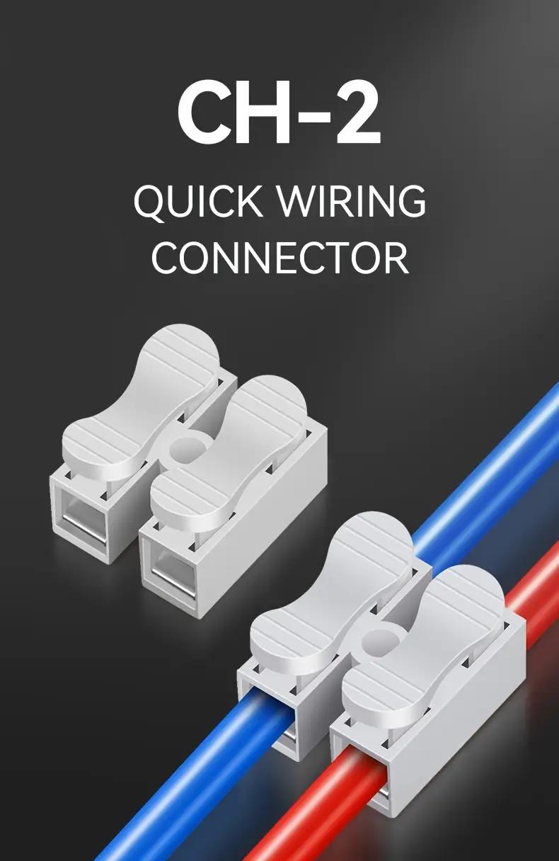 ch 2 quick connect wire terminals durable steel spring connectors for easy cable clamping supports 110v 240v details 0