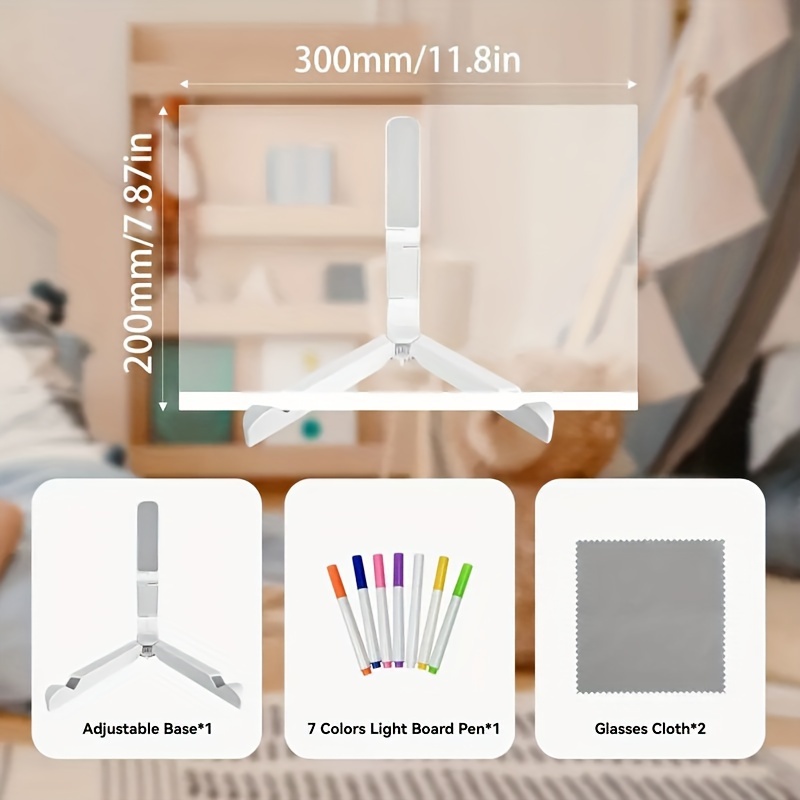 TEMU Led Message Board With Pens, Acrylic Light- Drawing Board, Led Lighting Drawing Tablet With Stand, Suitable For Office, Easter Basket Stuffers, Surprise Gift, Birthday Gift