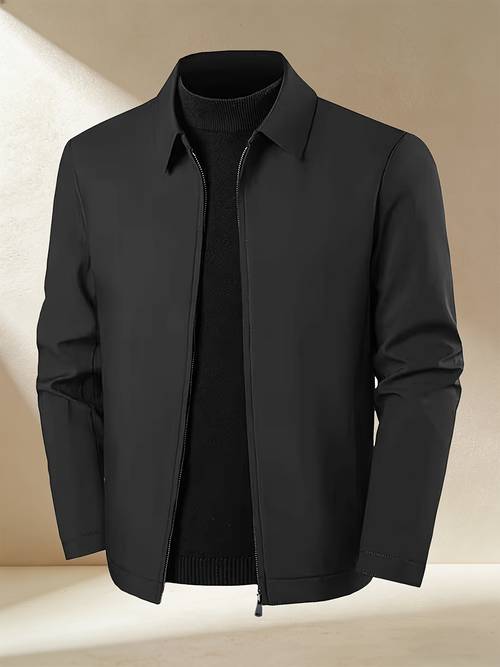 mens casual jacket spring autumn stand up collar zip up lightweight coat business suitable for outdoor and daily wear