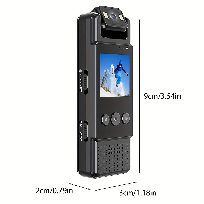 1080p full hd wearable action camera portable video recorder with 1200mah lithium polymer battery usb dual charging   one click audio video recording night   no sd card included details 7