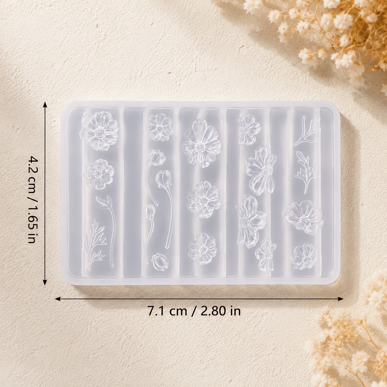 TEMU Resin Silicone Mold, 1pc 3d Floral Mini Decoration Silicone Mold, Fairycore Flower Resin Charm Mold For Nail Art, Press-on For Nails, Earrings,