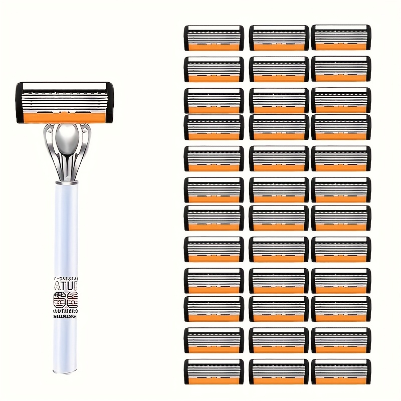 Image of High-quality Men's Manual Blade Trendy Anti-slip Premium Handle Suitable For Business Travel Family Multi-motion Hair Removal Shaver Multi-blade Combination Hair Removal Use