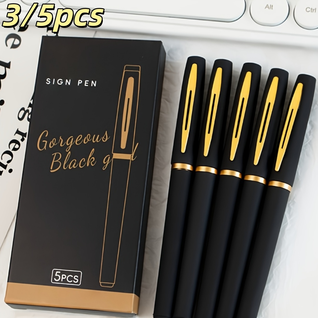 3 5pcs fashionable black   pen set 0 5mm 0 7mm 1 0mm thin tip high capacity smooth writing durable   stationery suitable for   and professional use elegant   luxury feel writing pen