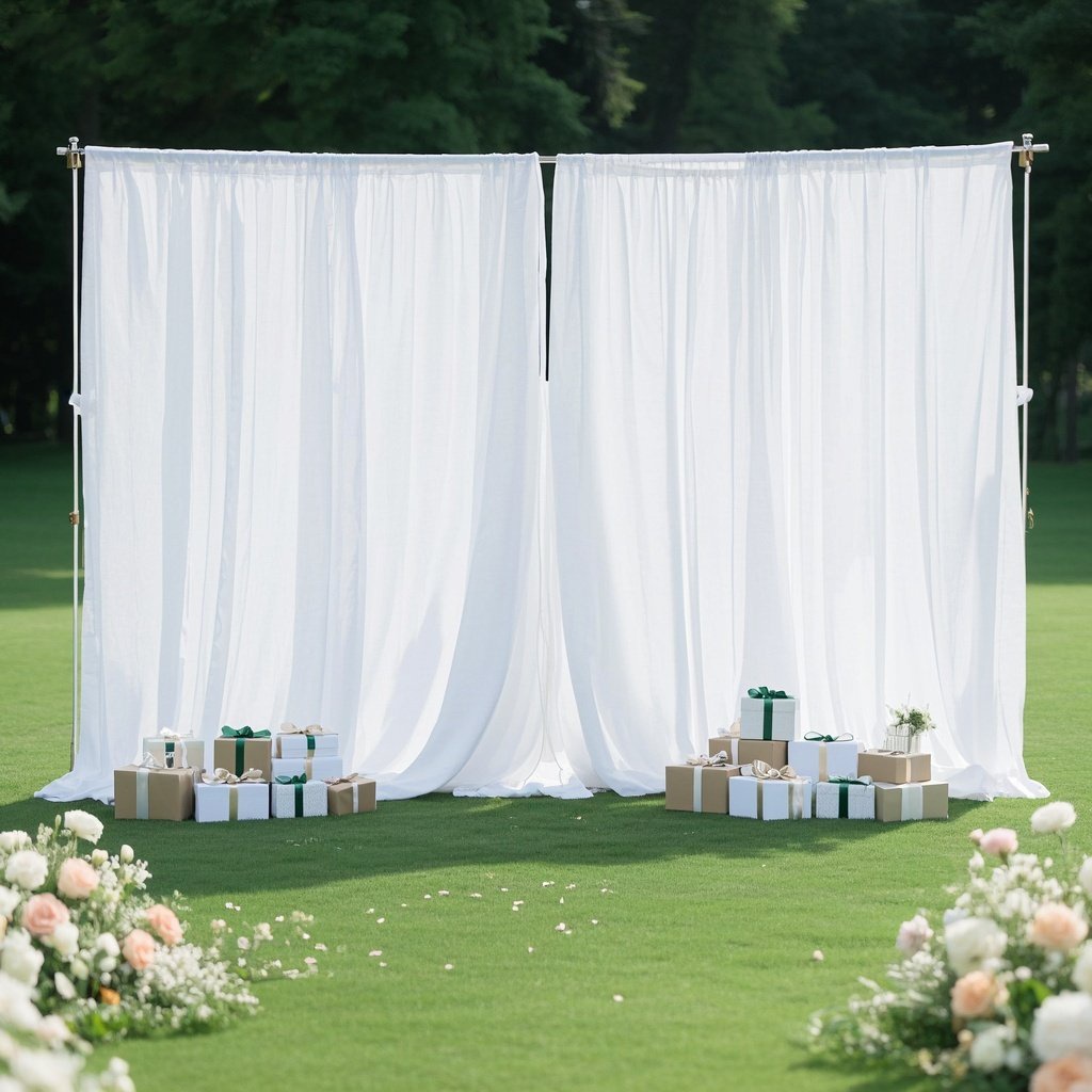 E-shop Eine Hochzeitskulisse Weißes Vorhang | Multifunktional, Hohe Elastizität, Reines Weißes Polyestergewebe, Ideal für Hochzeiten, Partys,