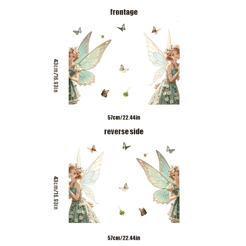 TEMU 1pc Flower Fairy Clover Window Sticker, Pet Static Cling Glass Film, No Residue, No Adhesive , Self-adhesive And Removable, Reusable,