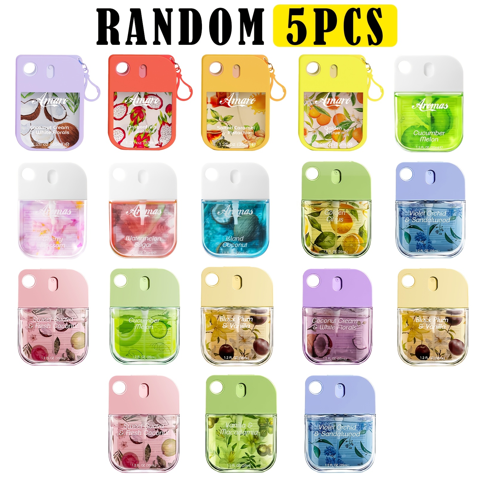 TEMU Her/his Gift 5pcs Mini Hand Fragrance Spray Set Scented Hand Fragrance Spray For Travel! Capacity 1.18 Fl Oz Suitable For Travel Backpack Thank