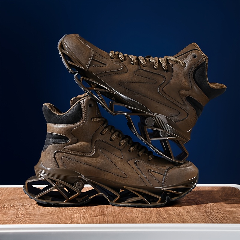 Men'S Exclusive Design Blade Sole Sneakers: Featuring a Physical Blade Sole, Mechanical Cushioning, And Rebound Technology. Trendy Sports Shoes + Everyday High-Top Street Shoes. Made of Synthetic, Easy to Clean, And Versatile for Various Settings