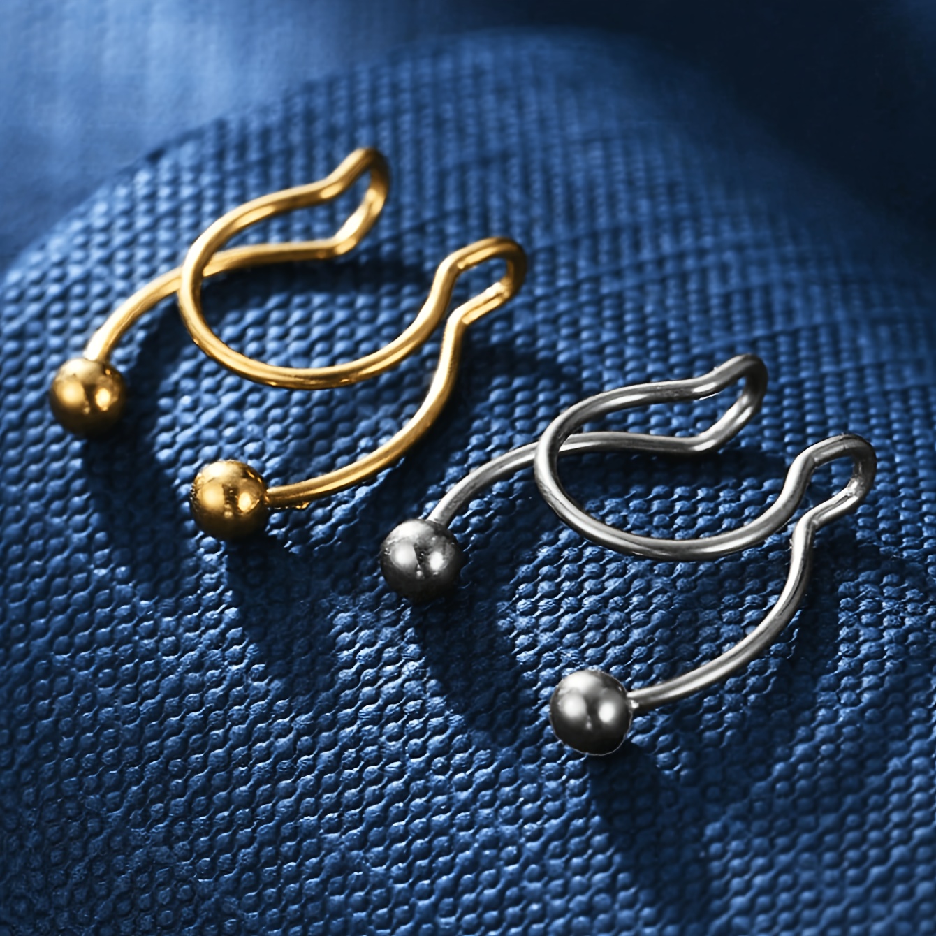 TEMU 2pcs Simple And Fashion Fake Septum Rings, Stainless Steel Fake Nose Rings, Fashion Clip-on Nose Rings For Women, Non-piercing Body Jewelry,