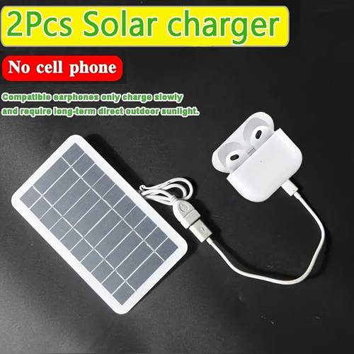 2pcs solar charger portable solar panel 1pc 5v 2w solar charger with usb safe charge stabilizer battery charger for power bank phone outdoor camping home rectangular solar panel lightweight charger