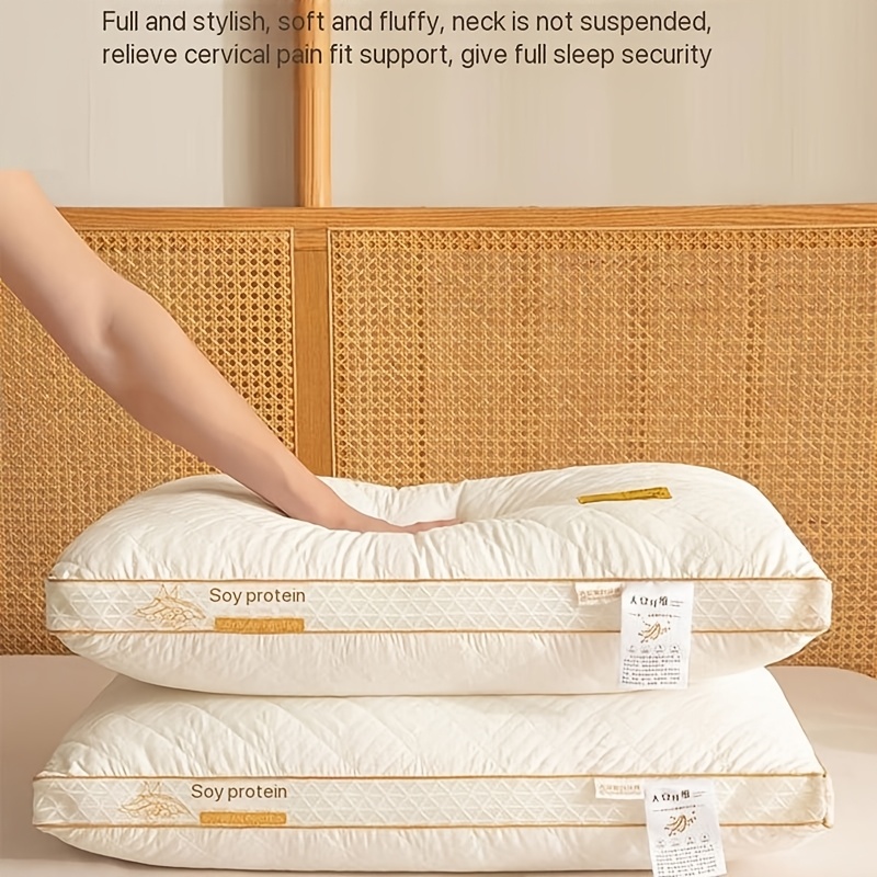 2/4pcs Soy Fiber 3D Pillow - Breathable Hypoallergenic High Elasticity Pillow with Polyester Fill, Light Beige Color for Side Sleepers, Hotels & Home Use - Ideal Christmas Gift for Family, Siblings, Friends, Travel Sleep Aid, Elegant Bed Decor, Durable Zipper Closure