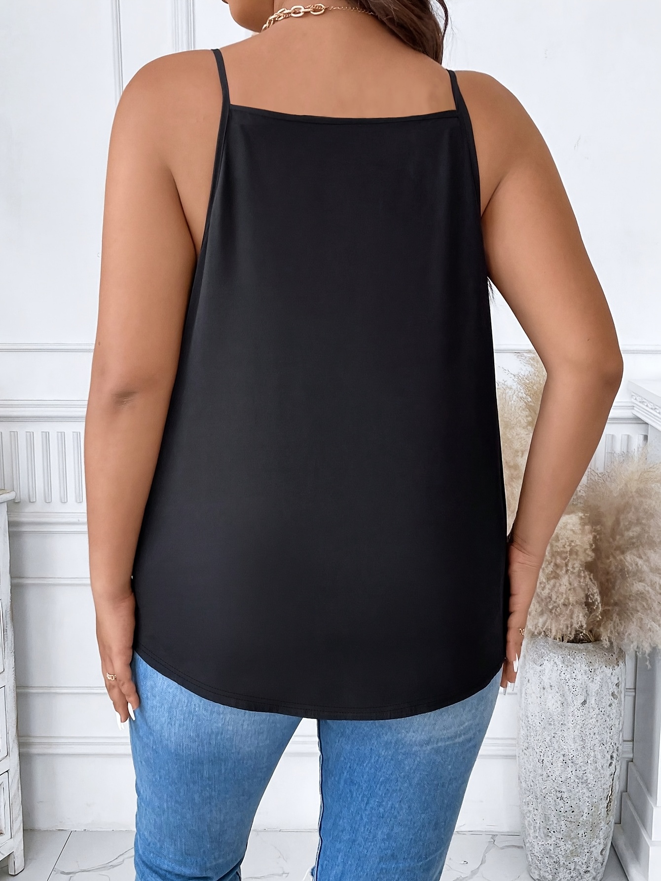 plus size womens plus size v neck zip cami top black Temu South