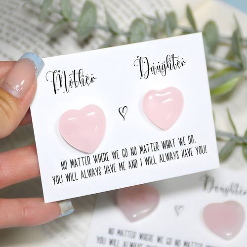 mother and daughter crystal set rose quartz crystal gift for mum and daughter pocket hug crystals for long distance connection thoughtful distance gift set crystals for love and bonding birthdays mothers day gift for mom
