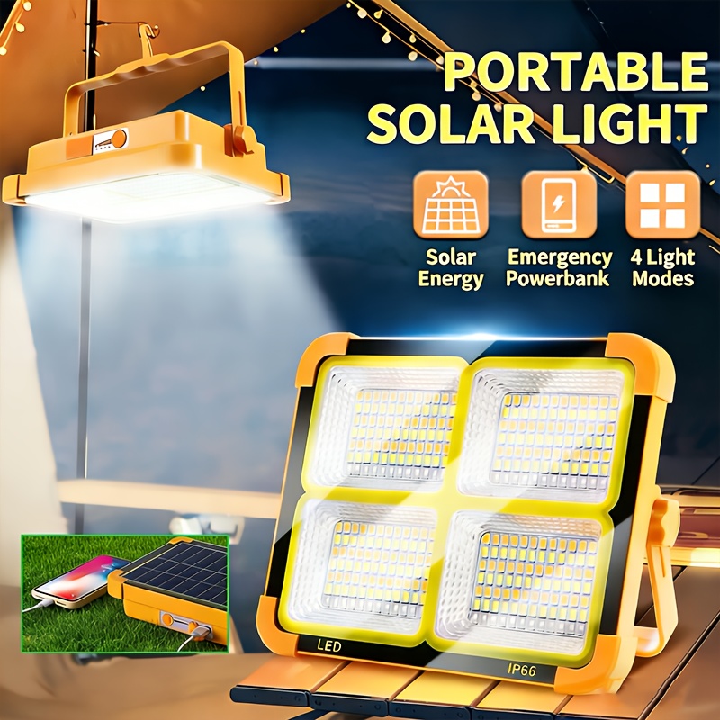 larawan ng item portable solar emergency light ip66 waterproof led floodlight | 5 light  , usb charging, water resistant,   para   outages