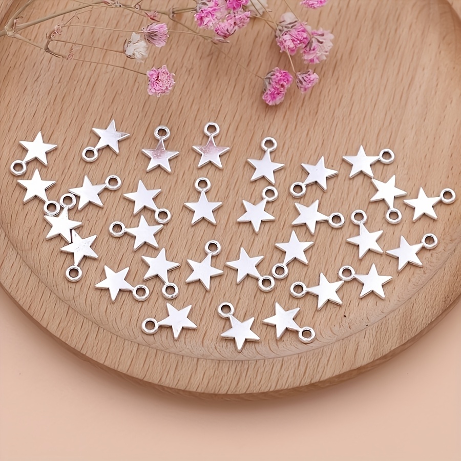 30pcs Silvery Star Charms Pendants For Jewelry Making Handmade Necklace Earrings Additions
