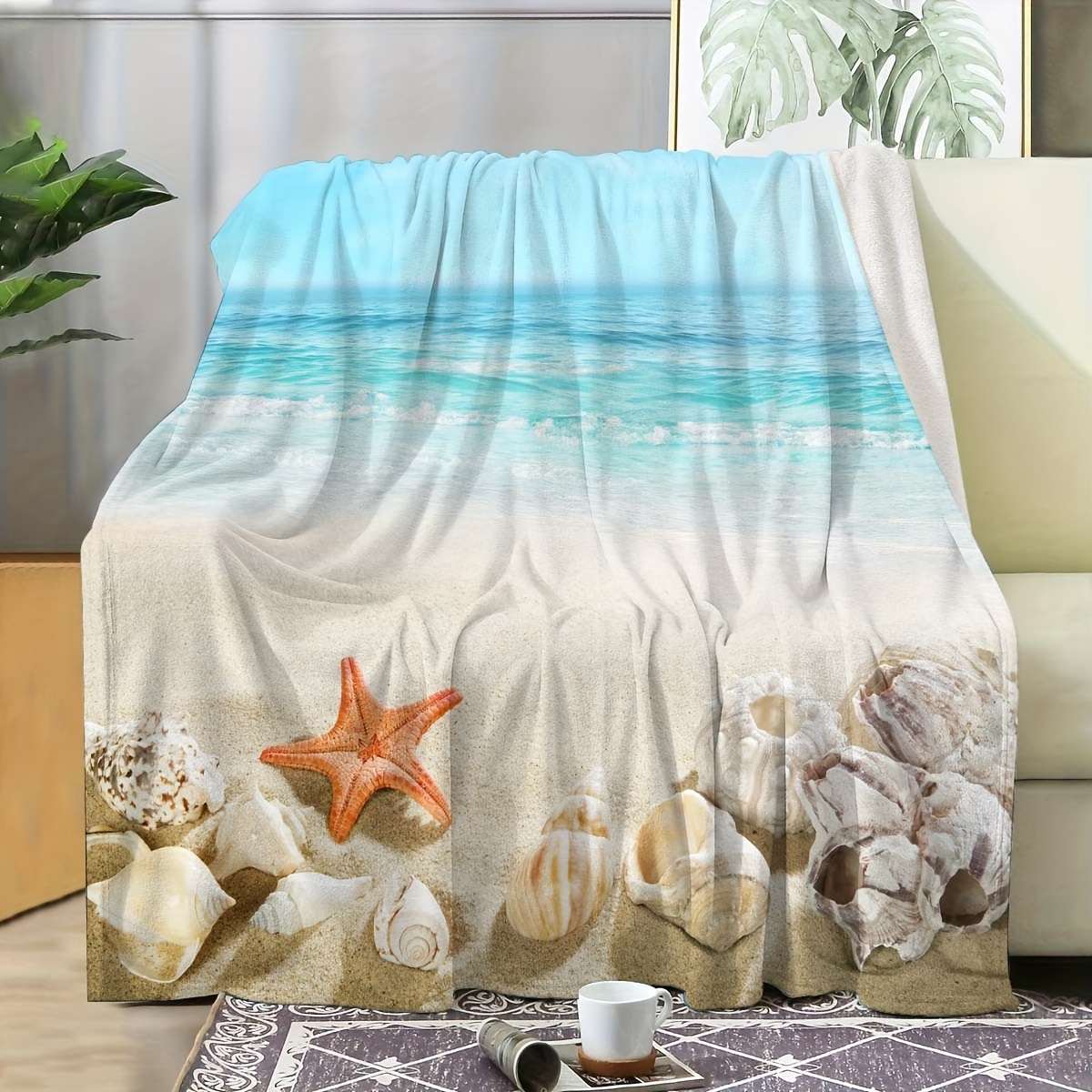 

Soft & Cozy Ocean-inspired Flannel Throw Blanket - Versatile For Travel, Couch, Bed, Office Decor - Allergy-friendly, Machine Washable - Perfect Gift For Boys, Girls, Adults - All Seasons