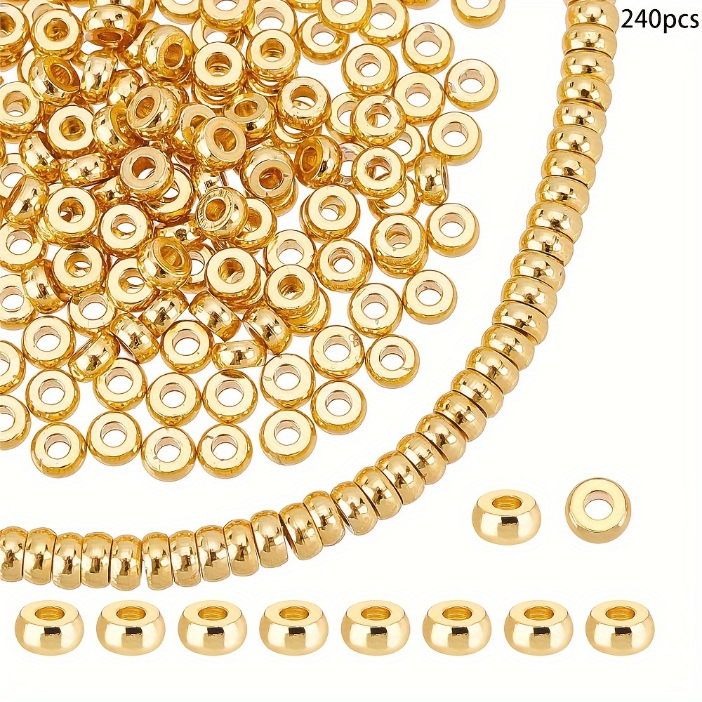 

240pcs Golden Plated Flat Round Brass Spacer Beads For Jewelry Making - Heishi Clay Beads, Necklaces, Bracelets