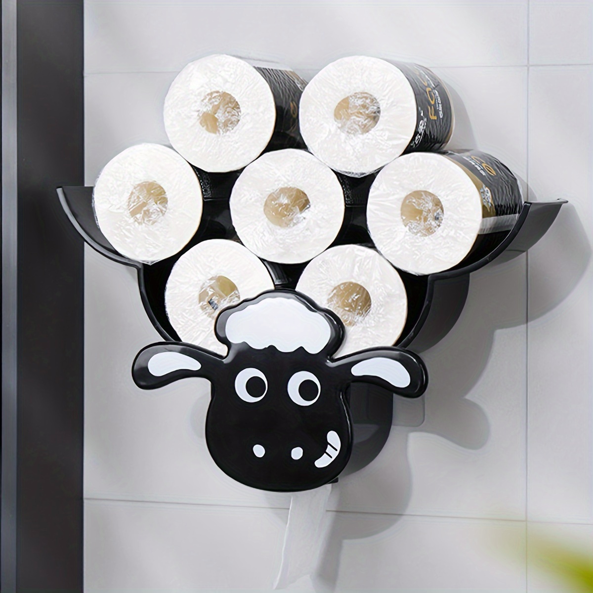 

1pc Sheep Tissue Holder, Wall-mounted Creative Living Room Toilet Rack, Bathroom Toilet Paper Box, Free Punching Roll Paper Shelf