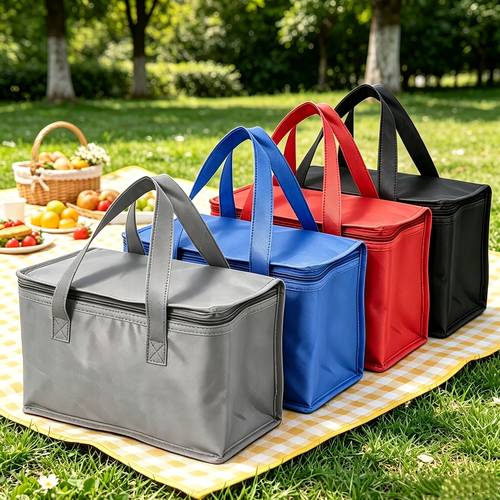 1pc 2pcs reusable non woven lunch bag foldable portable outdoor camping ice bag aluminum foil lining suitable for outdoor lunch insulation bags fresh keeping bags shopping beer and beverage cold bags insulation bags non food contact