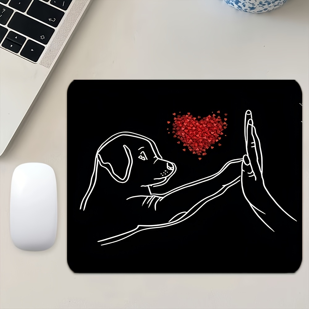 TEMU Tappetino per mouse con cane e cuore di palma, accessori per scrivania da ufficio, tappetino da scrivania per studio, tappetino per tastiera