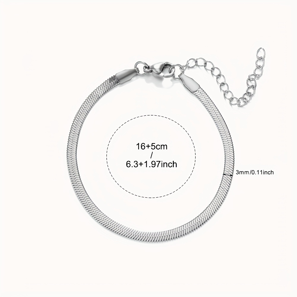 Stainless Steel Flat Bone Chain Bracelet for Women