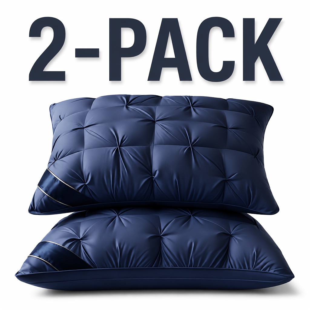 TEMU 2/4pcs Oreillers de lit de qualité hôtelière de luxe bleu, housses en fibre de polyester hypoallergénique, rembourrage de remplacement en fibre