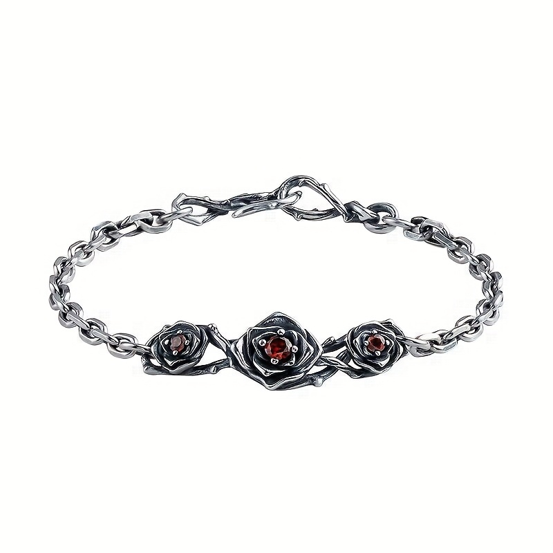 TEMU Pulsera de Estilo Rosa Espina para Hombres, Accesorio Vintage de Z45