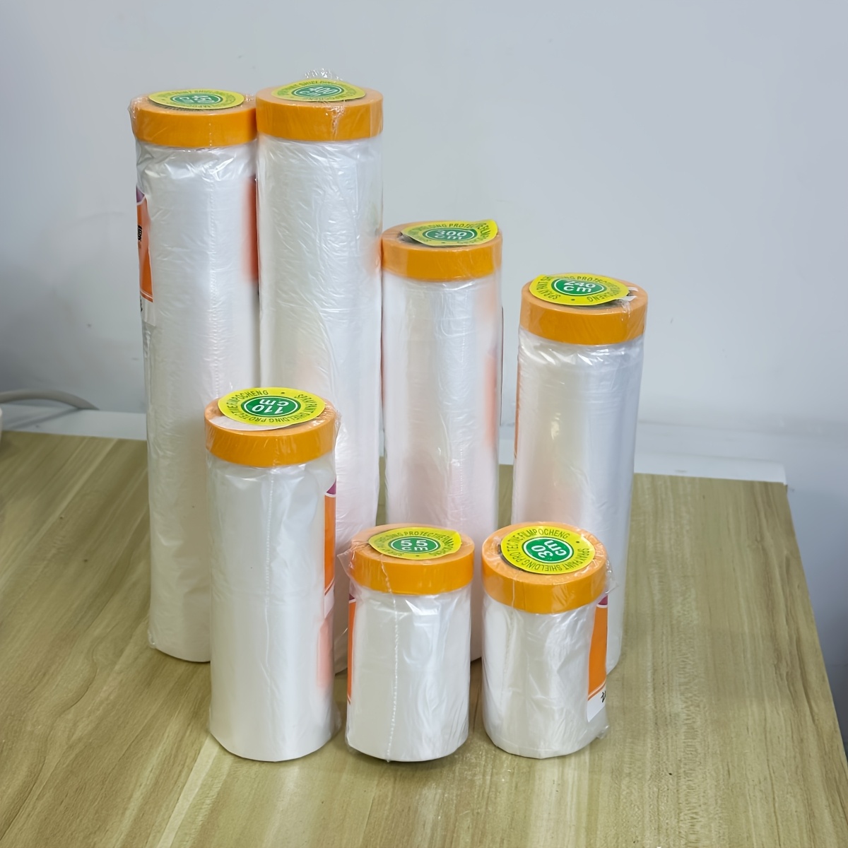 TEMU 15 Meter Long Plastic Protective Film, 1 Roll Of Masking Film, Multiple Width Options, With Adhesive For , Suitable For Furniture Protection And