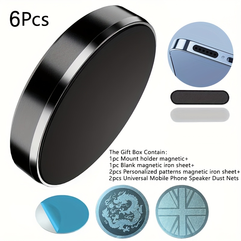 E-shop 6-teiliges Mehrzweck Auto Handy Magnetische Saughalterung Lautsprecher Staubnetz Set, Enthält Drei Exquisite Magnetische Anziehung Eisenblech,