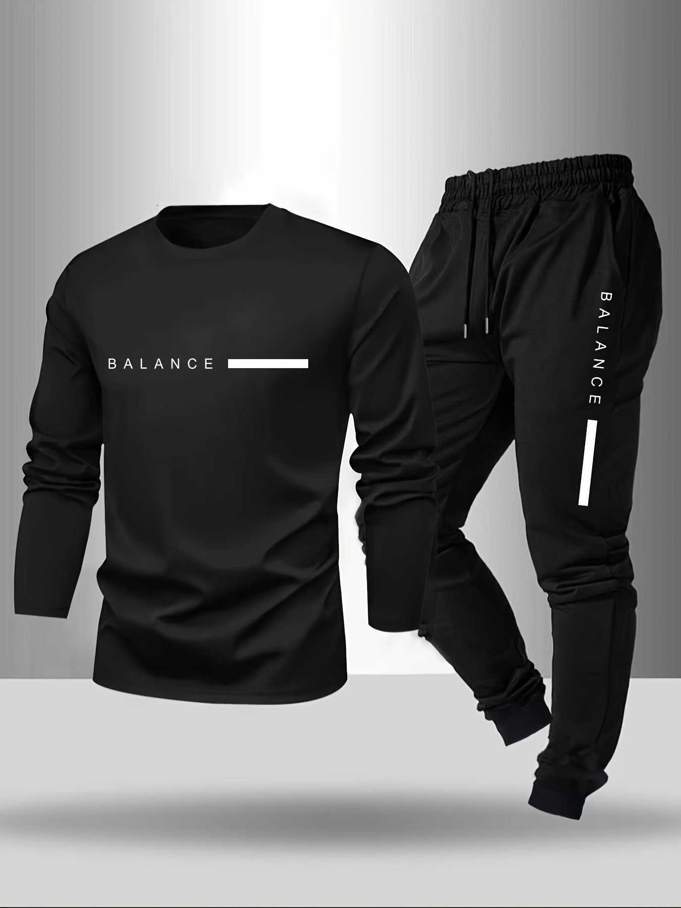 mens casual sportswear set with fashion logo   gift black 0
