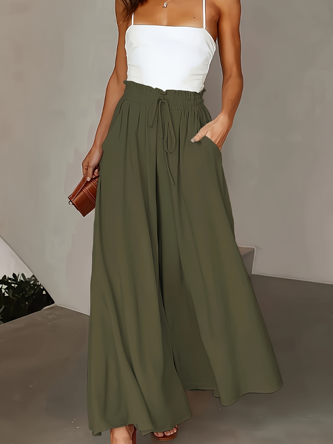   and summer stylish and elegant high waisted wide leg pants for women