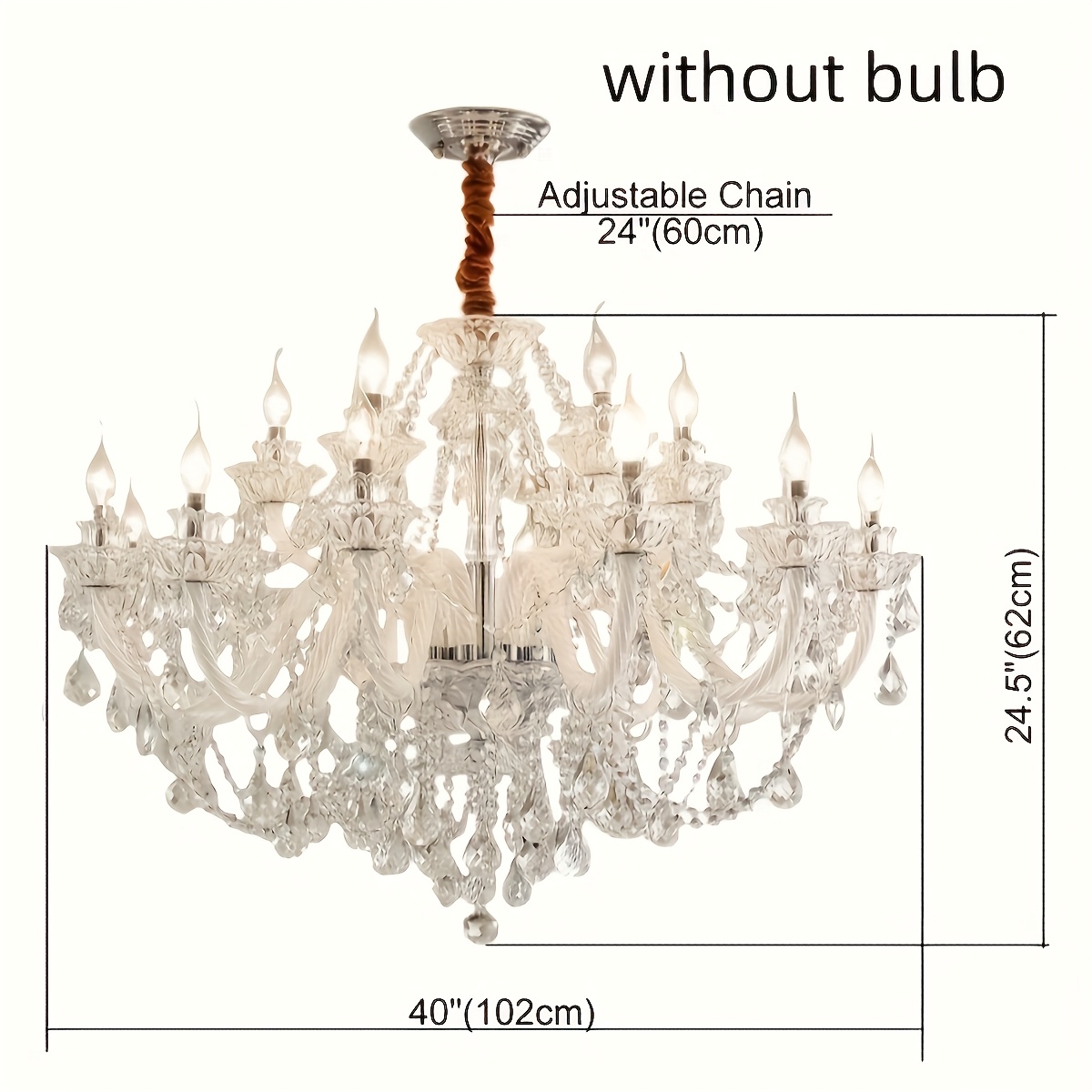 Luxurious K9 Crystal Chandelier With 18 Lights, Modern Transparent Crystal Ceiling Light, Luxurious Crystal Chandelier With E14 Lamp Holder For Dining Room And Living Room (bulbs Not Included)
