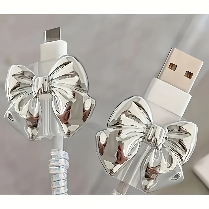TEMU 2 protectores de cable con plateado, anti-rotura, para cables de de iPhone