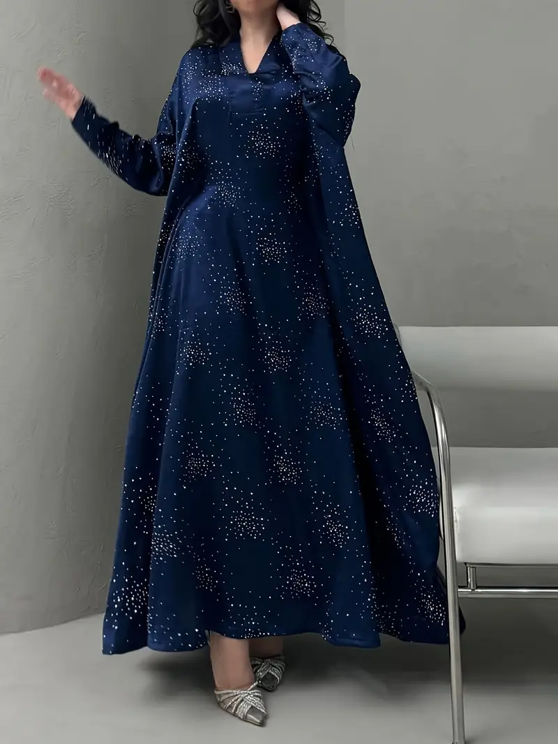elegant long sleeve abaya dress with sparkling shoulder sequins modest muslim womens burgundy traditional robe floor length non stretch fabric for spring summer hand clean muslim dress Product details 9