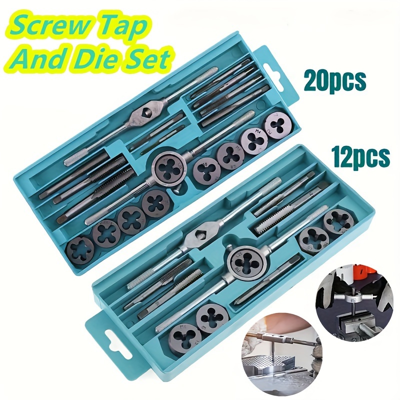 

12/20pcs Screw Tap And Die Set, Multi-functional Tap And Die Set, M3-m12 Metric Screw Thread Plugs, Straight Taper, Screw Thread Plugs Straight Taper Reamer Tools, Tapping And Thread Tools