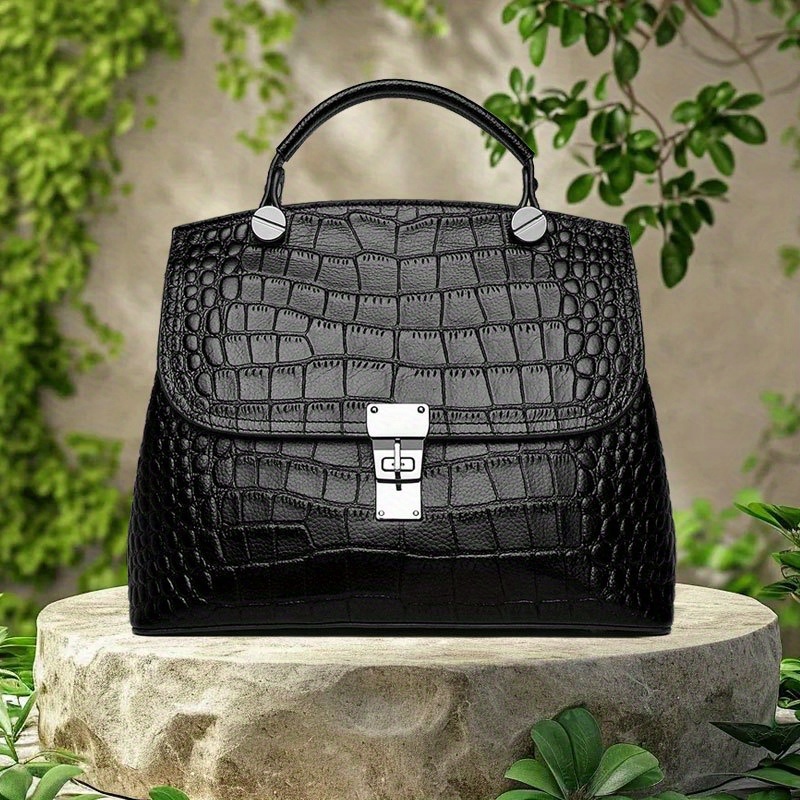 new european and american large capacity crossbody bag with crocodile pattern genuine leather womens handbag 4