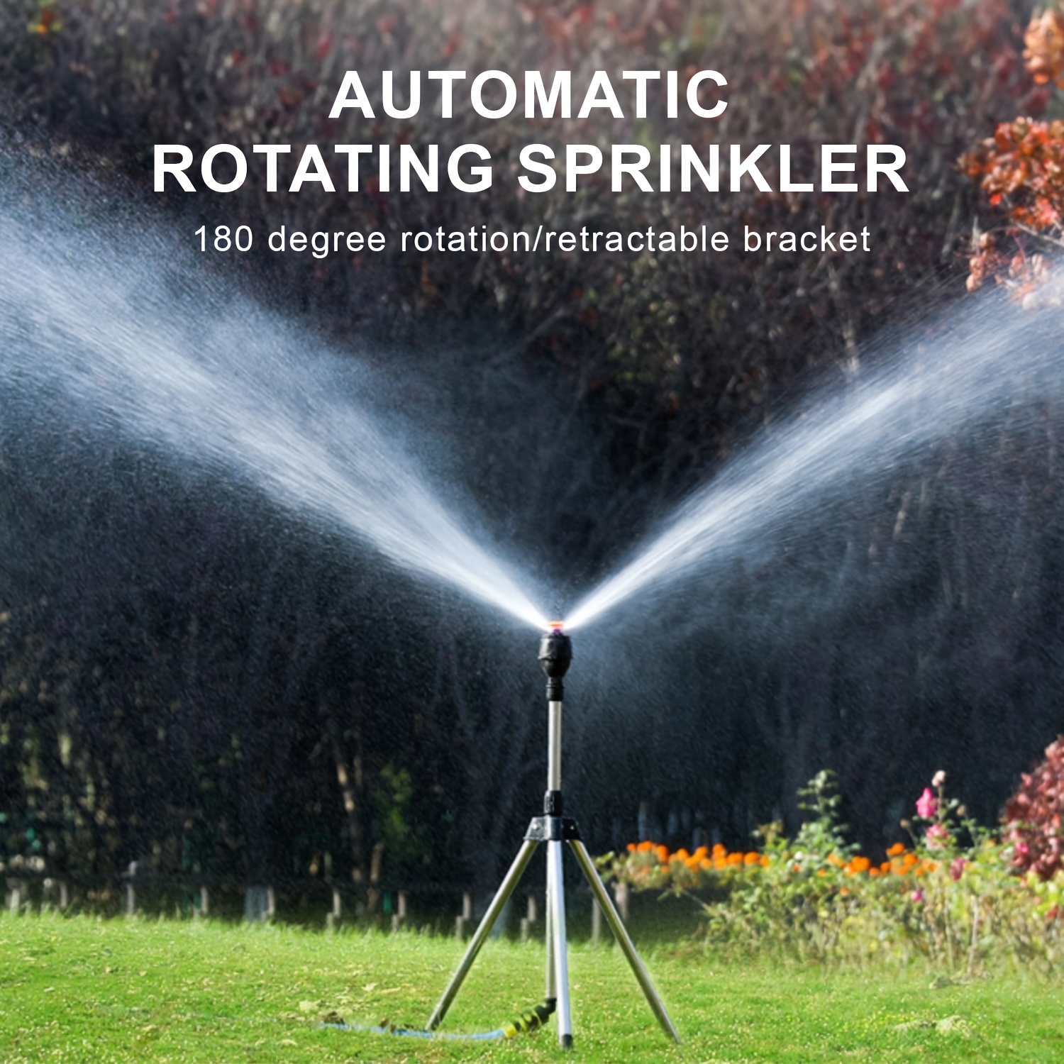 

Rotating Tripod Sprinkler - Stainless Steel Rotating Irrigation Tripod Telescopic Support Sprinkler, Lawn Irrigation, Sprinkler Garden Watering Tool With Watering Nozzle Rotating Tripod Sprinkler