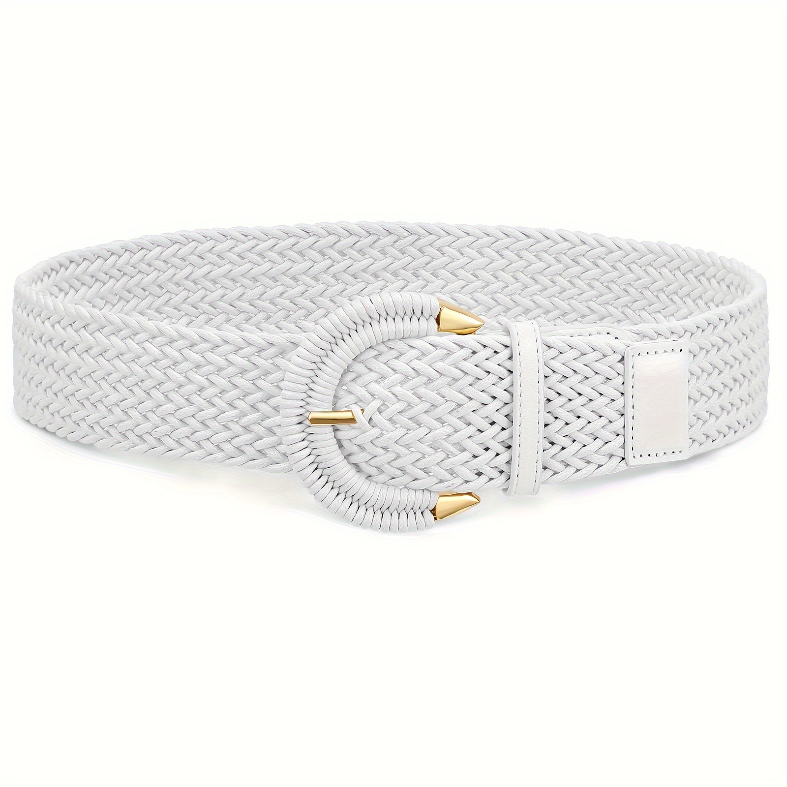 womens braided rattan wide belt waist belt half circle - Temu display picture 3